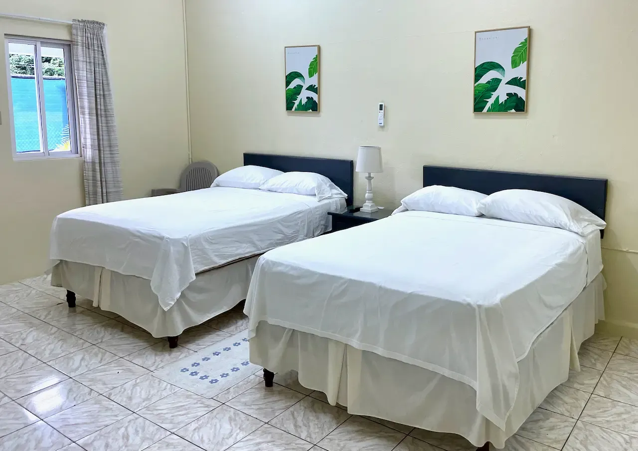 Room 2 at The Irie Inn with two full-size beds